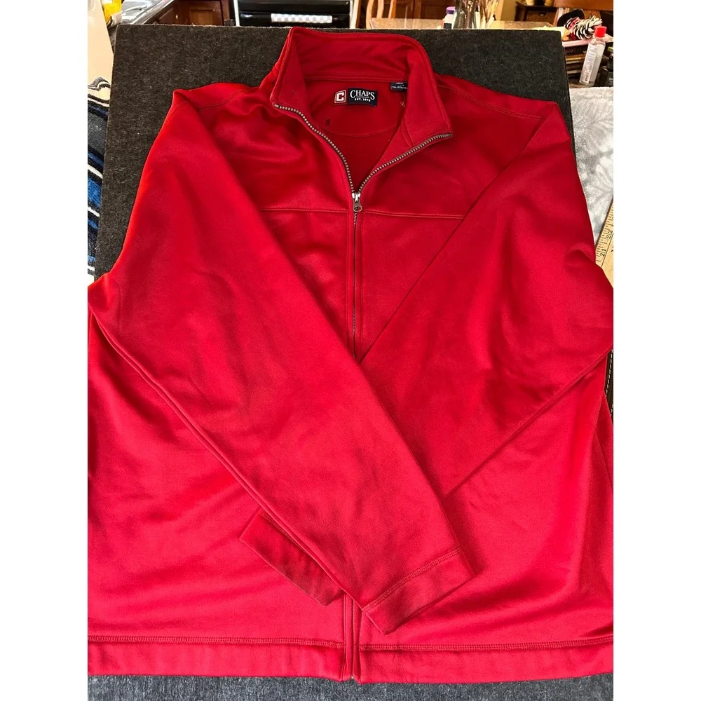 Chaps Mens Red Full‎ Zip Track Jacket Mock Neck Performance XXL NEW
